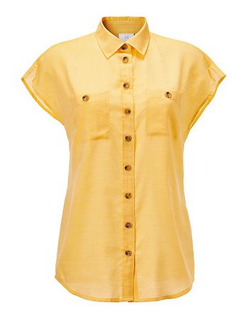 Cotton cap sleeve blouse, yellow, yellow | MADELEINE Fashion