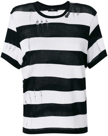 distressed striped T-shirt