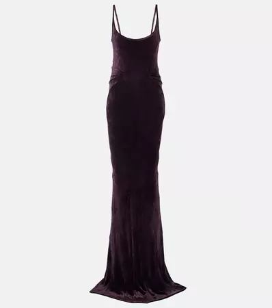 Ruched Velvet Gown in Purple - Rick Owens | Mytheresa