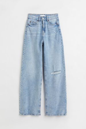 Wide High Jeans - Light denim blue - Ladies | H&M US