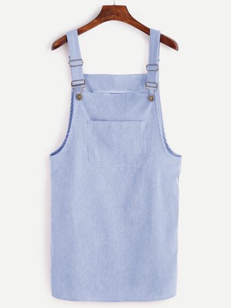 Striped Pinafore Dress With Pocket
