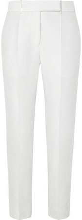 Cotton And Silk-blend Tapered Pants - White
