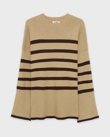 CAMEL STRIPED BOXY KNITTED JUMPER