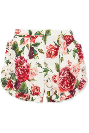Dolce & Gabbana | Ruffled floral-print silk-blend shorts | NET-A-PORTER.COM