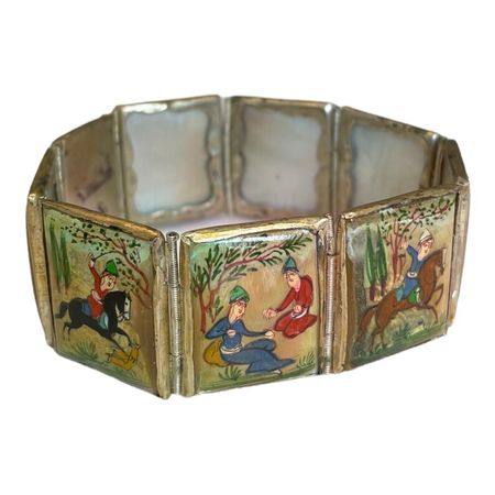 Antique Persian Storybook Bracelet Hand Painted Mother of - Etsy Australia