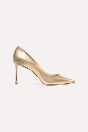 Romy 85 Mirrored-leather Pumps - Gold