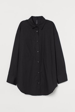 Oversized Cotton Shirt - Black