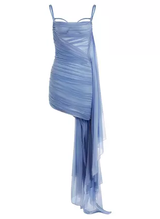 silver blue ruched mini dress | MUGLER Official Website – Mugler