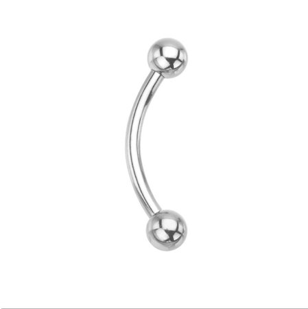 silver curved barbell