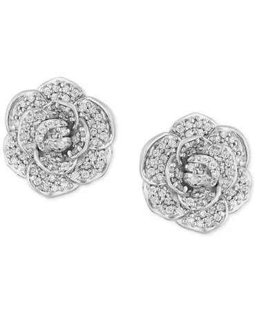 Enchanted Disney Fine Jewelry Enchanted Disney Diamond Flower Cinderella Stud Earrings (1/2 ct. t.w.) in 14k White Gold