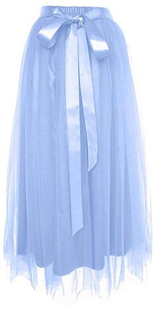 Light Blue Ankle Length Tutu Maxi A-line Long Tulle Skirt at Amazon Women’s Clothing store