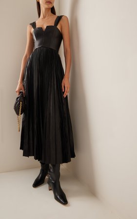 Corset-Detailed Leather Midi Dress By Brandon Maxwell | Moda Operandi