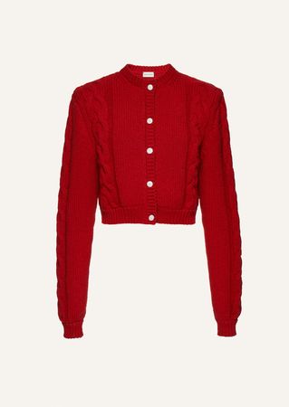 Braided cable knit cardigan in red | Magda Butrym