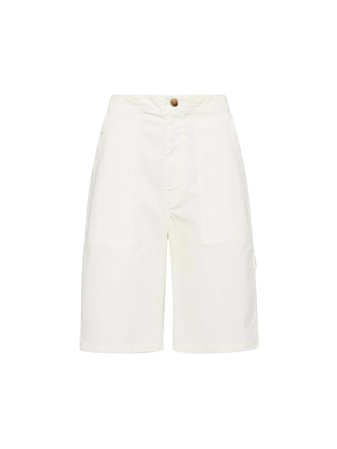 white nylon Bermuda shorts