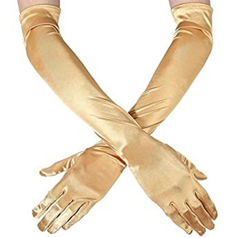 Amazon.com: Utopiat Audrey Styled Replica Holly Golightly Satin Opera Gloves for Women | Classic Long Gloves Elbow Length | Long Flapper Evening Glove | Accessories for Girls | Color-Gold: Clothing