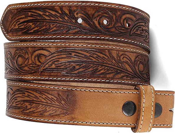 Amazon.com: F&L CLASSIC Belt for buckle Western Leather Engraved Tooled Strap w/Snaps for Interchangeable Buckles, : Clothing, Shoes & Jewelry