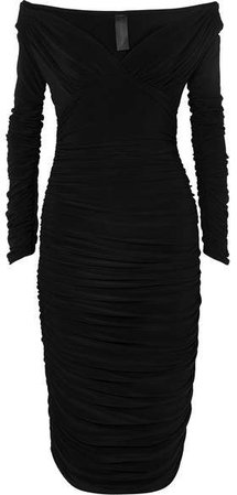 Tara Convertible Ruched Stretch-jersey Dress - Black