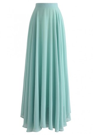 Timeless Favorite Chiffon Maxi Skirt in Mint - Skirt - BOTTOMS - Retro, Indie and Unique Fashion