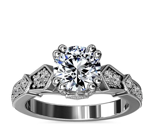 Art-Deco Inspired Double Prong Diamond Engagement Ring in 14k White Gold (1/5 ct. tw.) | Blue Nile