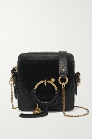 SEE BY CHLOÉ Square textured-leather and suede shoulder bag $350