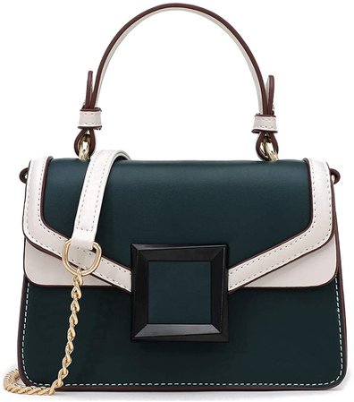 Crossbody Bags for Women Leather Chain Cross Body Purses Cute Designer Handbags Shoulder Bag Medium Size Color-Block Dark Green: Handbags: Amazon.com