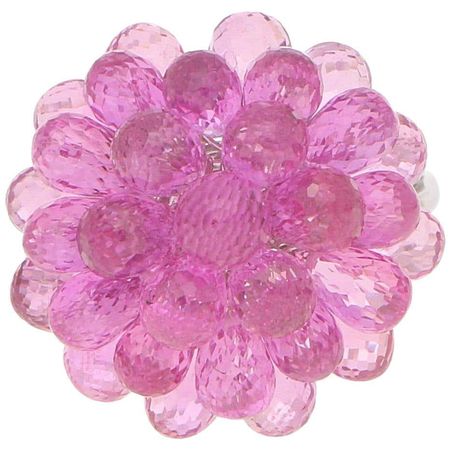 Susannah Lovis Hydrangea Briolette Pink Sapphire Cluster Ring