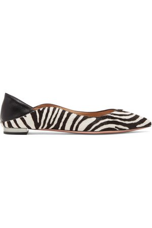 Aquazzura | Zen zebra-print calf hair collapsible-heel point-toe flats | NET-A-PORTER.COM