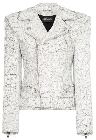 cracked leather effect white jacket by Balmain