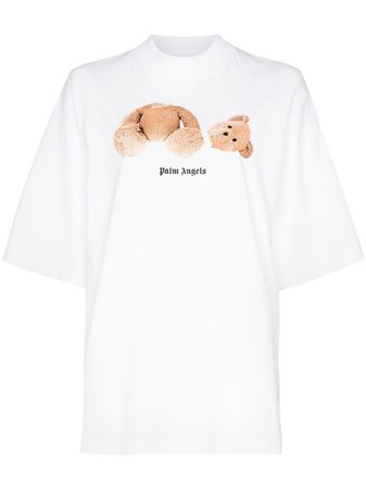 Palm Angels Bear Print Oversized T-Shirt PWAA017S20JER0010260 White | Farfetch