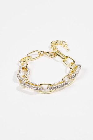Rhinestone Paperclip Chain Bracelet