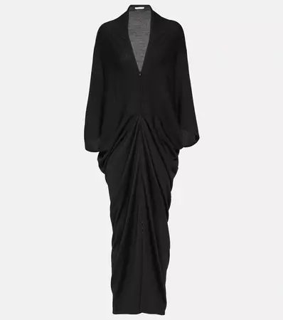 Rodin Draped Wool Jersey Maxi Dress in Black - The Row | Mytheresa