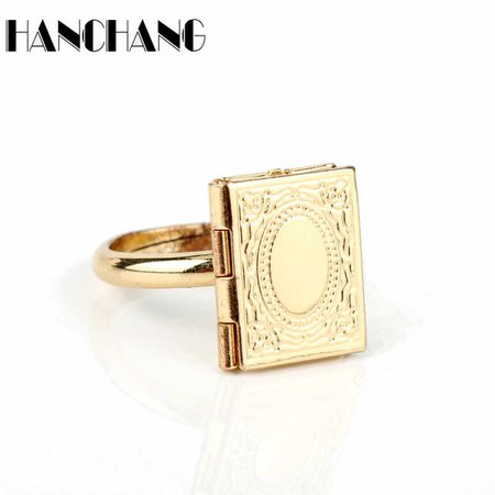 HANCHANG Beauty and Beast Jewelry Rings Magic Book Shaped Finger Rings for Women Men Spinner ring Adjustable Accessories|finger ring|jewelry rings|rings for women - AliExpress