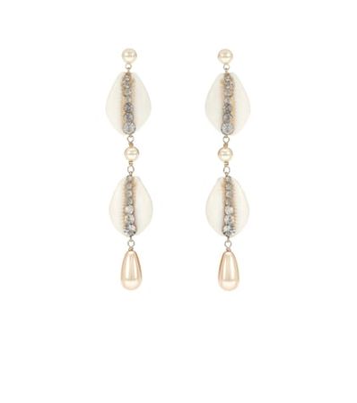 Shell and crystal drop earrings