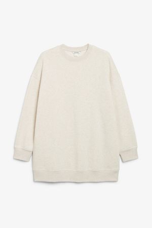 Oversized crewneck sweater - White - Ladies | H&M GB