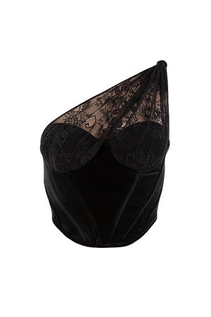 *clipped by @luci-her* 'Issa' Black Velvet Lace Corset
