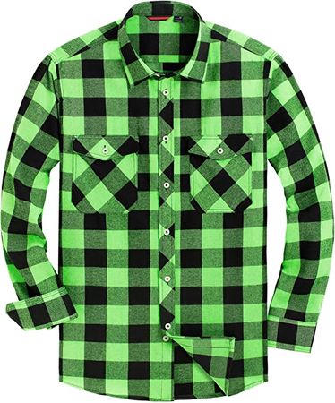 Alimens & Gentle Men's Button Down Regular Fit Long Sleeve Plaid Flannel Casual Shirts - Color: Purple, Size: Small at Amazon Men’s Clothing store