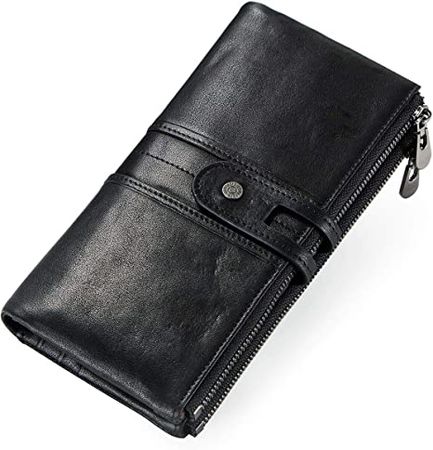 Amazon.com: Leather Clutch Purse Wallet for Men Organizer Credit Card Holder Phone Checkbook Organizer Zipper Coin Purse : Clothing, Shoes & Jewelry