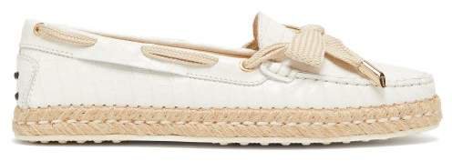 Gommini Leather Espadrille Loafers - Womens - White