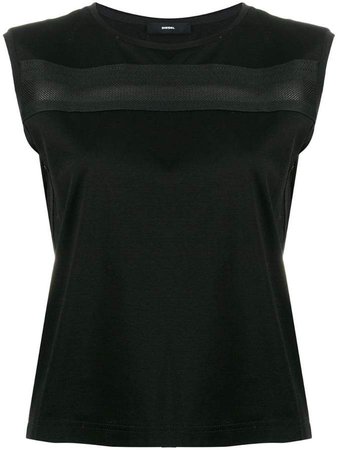 sleeveless top with knitted tape