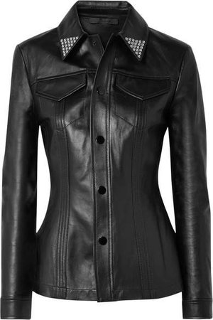 Studded Leather Shirt - Black