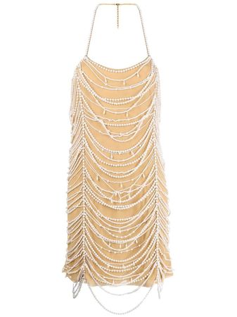 Blumarine pearl-embellished Halterneck Dress - Farfetch