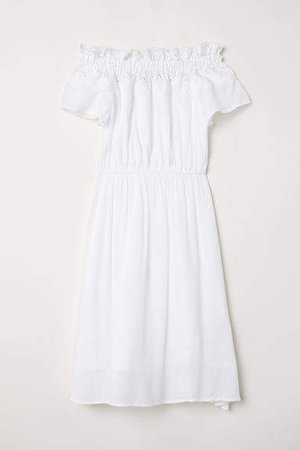 Off-the-shoulder Dress - White