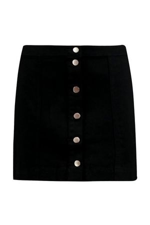 Button Through Denim A Line Skirt | Boohoo