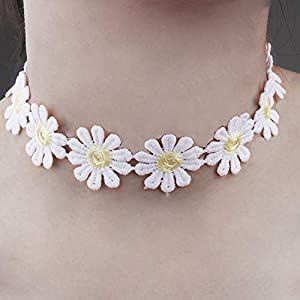 Amazon.com: JOYID Sweet Sunflower Pearl Leaf Pendant Necklace Resin Daisy Flower Clavicular Chain Fashion Jewelry for Women (Choker) : Clothing, Shoes & Jewelry