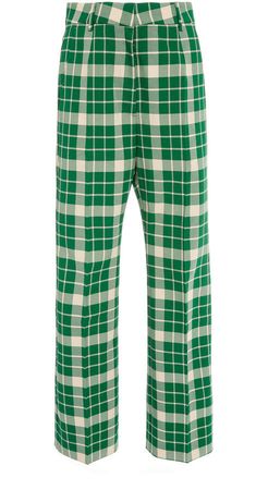 Checked Crepe Straight-Leg Trousers