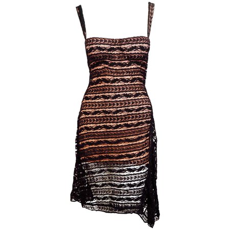1993 AZZEDINE ALAIA black lace dress with molded bustier For Sale at 1stDibs