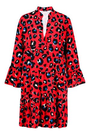 Leopard Print Smock Dress | Boohoo