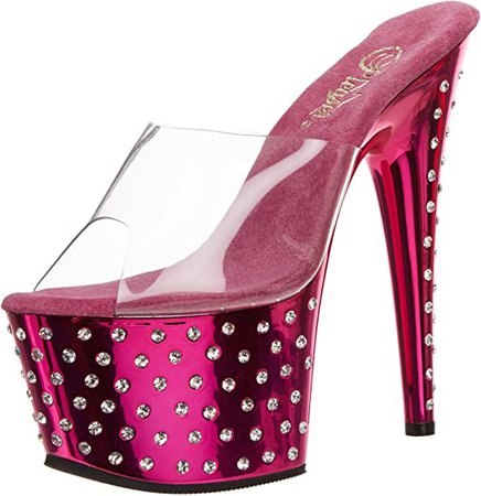 (Hot Pink) Pleaser Women's Stardust-701 Sandal | Platforms & Wedges