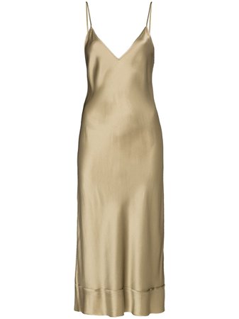 Shop gold Lee Mathews V-neck slip dress with Afterpay - Farfetch Australia