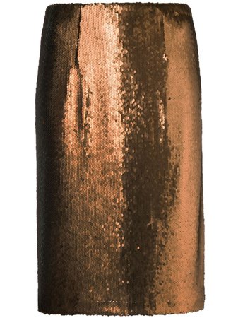 Brown Paule Ka sequin pencil skirt 179J20 - Farfetch